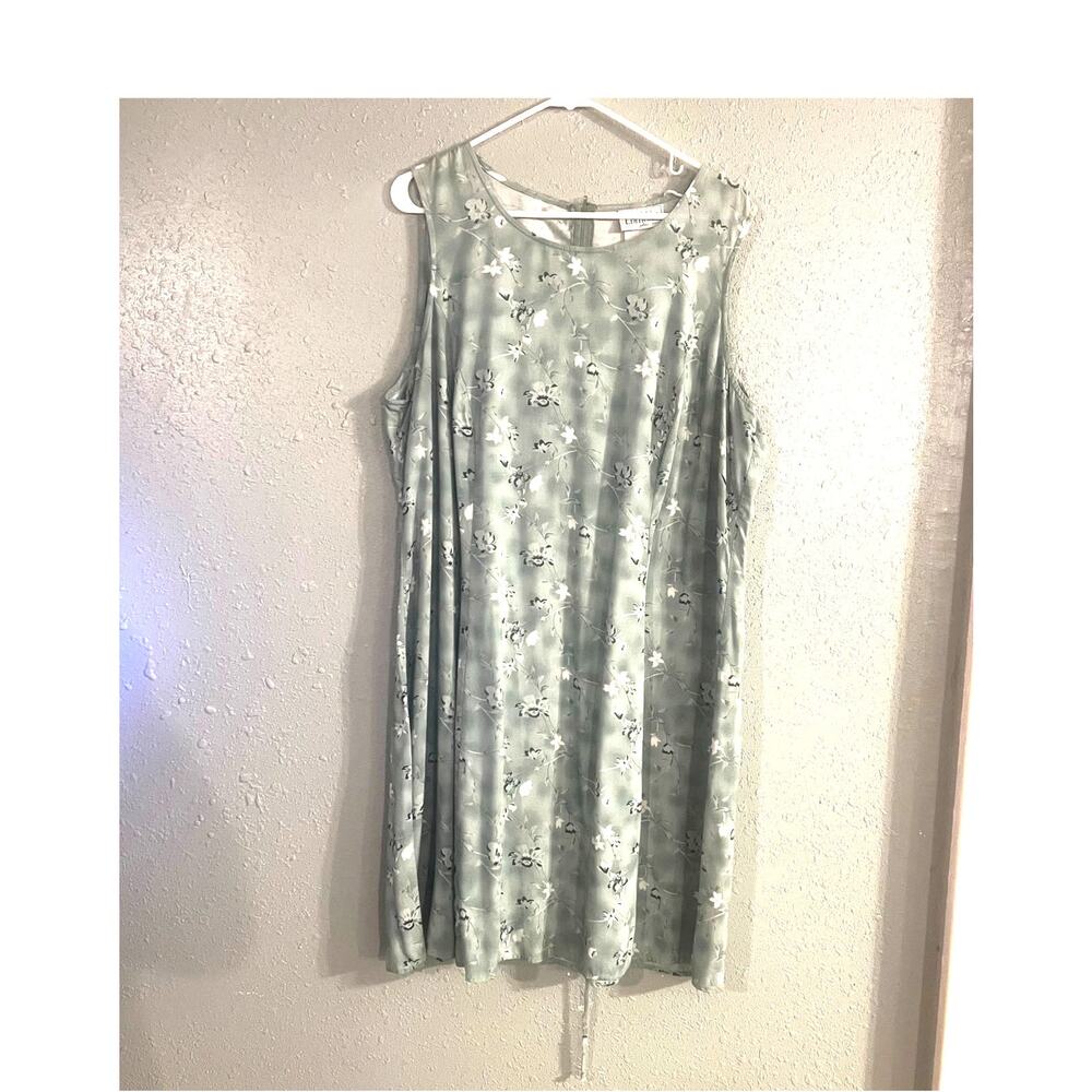 Vintage Basic Editions Plus 90s Y2K sage green floral Sundress Sz 18 Midi Boho
